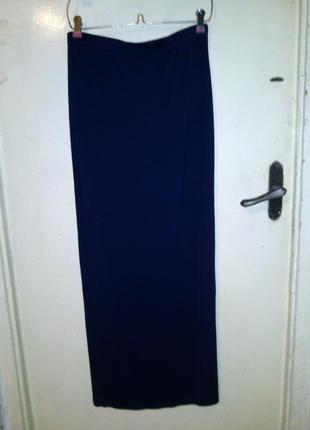 Трикотажная,натуральная,летняя тёмно-синяя юбка на резинке,с разрезом на ноге,atmosphere3 фото