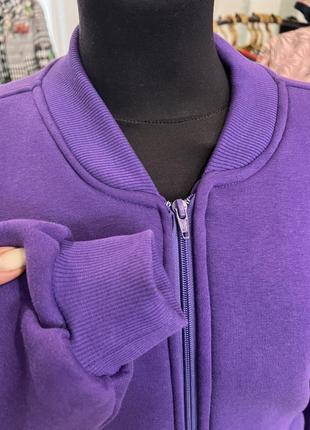 Бомбер , спортивная кофта на молнии флис сиреневая