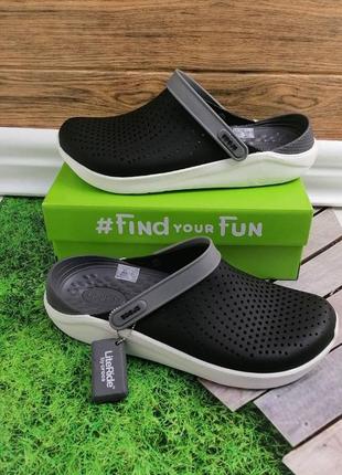 Чоловічі крокси сабо crocs literide clog чорні3 фото