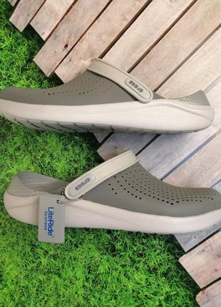 Чоловічі крокси сабо crocs literide clog сірі1 фото