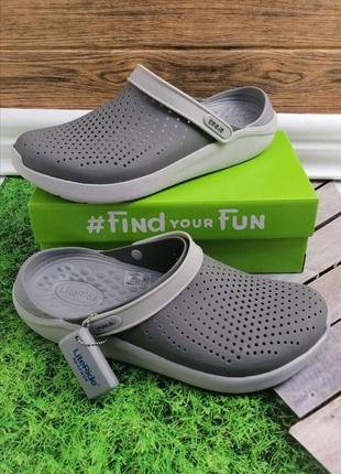 Чоловічі крокси сабо crocs literide clog сірі2 фото