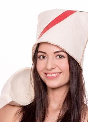 Банная шапка luxyart "папаха", натуральный войлок, белый (la-074)1 фото