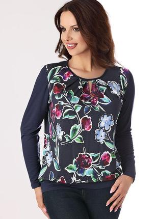 Женская трикотажная блуза с длинным рукавом и цветочным рисунком. модель justyna top-bis1 фото