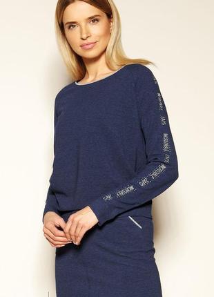 Женская трикотажная блуза темно-синего цвета. модель asha zaps