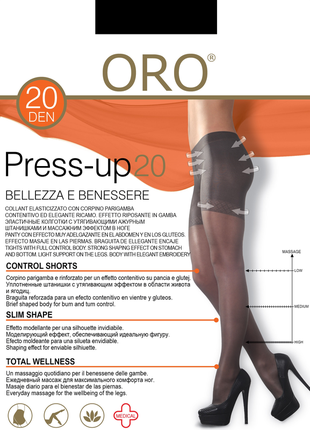 Колготки з ажурними шортиками-утяжкою, oro press-up 20 den, 2-4 р.
