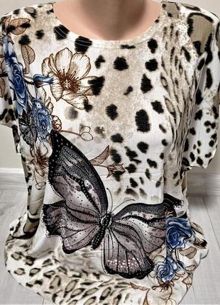 Жіноча туніка батал туреччина метелик  56, 58, 60 розміри1 фото