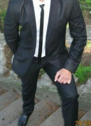Черный, темно-серый выпускной,свадебный мужской костюм. брюки и пиджак