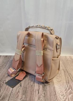 Стильний сумка рюкзачок з натуральної шкіри з широким ремінцем3 фото
