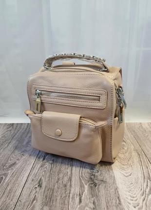 Стильный сумка рюкзачок из натуральной кожи с широким ремешком6 фото