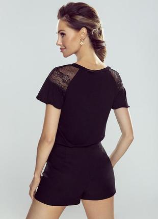 Женская блуза черного цвета с коротким рукавом. модель bettina eldar.2 фото