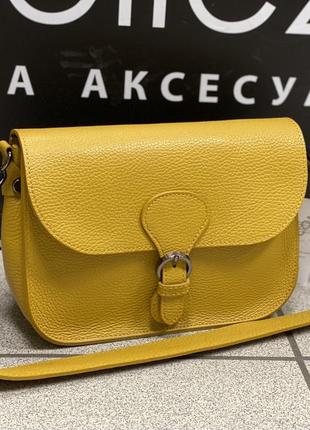 Сумка кожаная чёрная  сумка женская сумка шкіряна через плече жовта італійська сумка8 фото