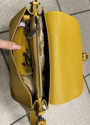 Сумка кожаная чёрная  сумка женская сумка шкіряна через плече жовта італійська сумка5 фото
