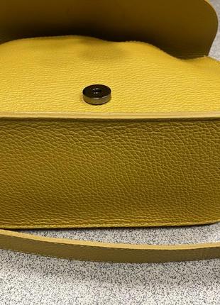 Сумка кожаная чёрная  сумка женская сумка шкіряна через плече жовта італійська сумка6 фото