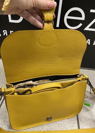 Сумка кожаная чёрная  сумка женская сумка шкіряна через плече жовта італійська сумка4 фото