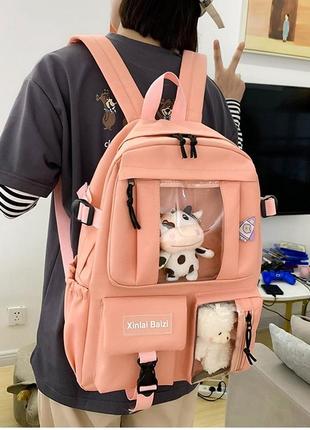 Набор лия подростковый школьный рюкзак, сумка-шоппер, косметичка, пенал 5в14 фото