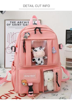 Набор лия подростковый школьный рюкзак, сумка-шоппер, косметичка, пенал 5в1