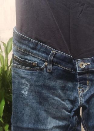 Темно-синие рваные джинсы для беременных/скинии с дырками/зауженные/h&m benim3 фото