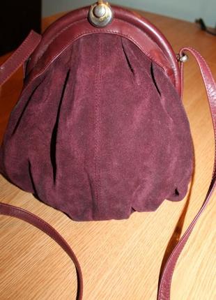 Ексклюзив стильна сумка кроссбоди кольору бордо через плече замша1 фото