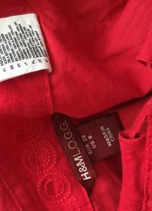 H&m 5490 льняная мини юбка//юбка красная эффектная6 фото