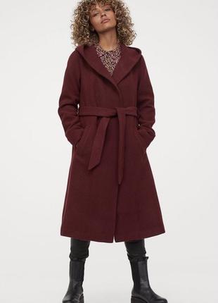 Шерстяное пальто коат h&m l