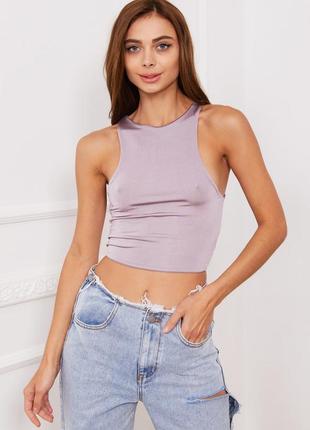 Лавандовая укороченная майка missguided