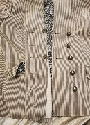 Двубортный пиджак в полоску коттон хлопок kew кафтан8 фото