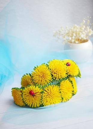 Повязка one-size одуванчики веночек из одуванчиков, одуванчики, венок летний с цветами, желтые цветы1 фото