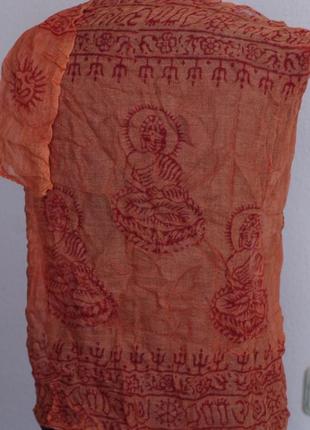 Хлопковый шарф с мантрами. будда . индия2 фото