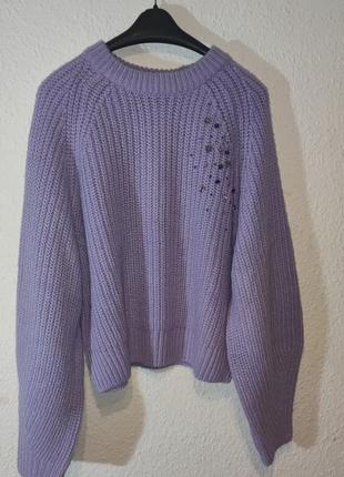 Сиреневый вязаный свитер bershka1 фото
