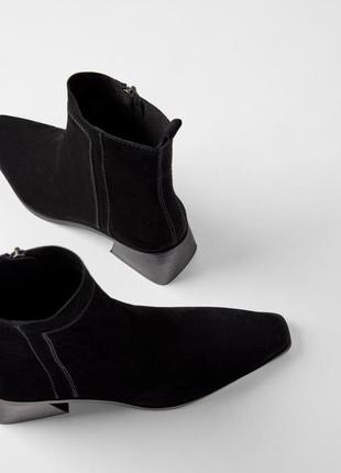 Стильные ботинки zara, черного цвета. внешне натуральная замша, внутри кожа5 фото