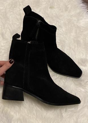 Стильные ботинки zara, черного цвета. внешне натуральная замша, внутри кожа8 фото