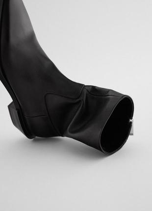 Шкіряні черевики нової колекції zara, чорного кольору3 фото