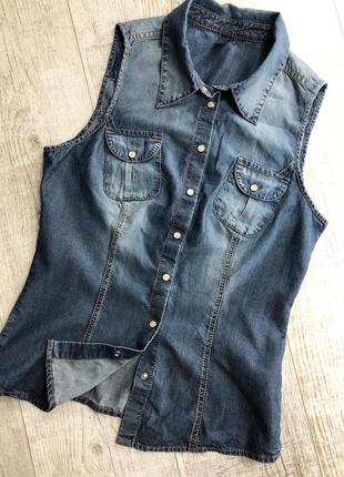 Джинсова сорочка-безрукавка united colors of benetton