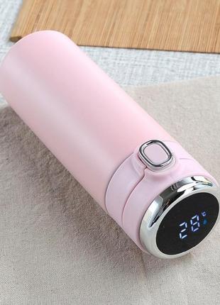 Розумний термос з датчиком температури і дисплеєм vacuum 420 мл - рожевий