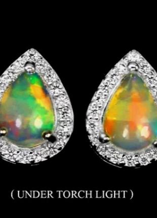 Серьги пусеты гвоздики опал