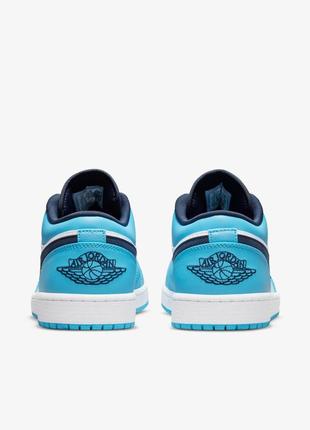 Кроссовки мужские, женские nike air jordan 1 low unc white/university blue, голубые (найк джордан)4 фото