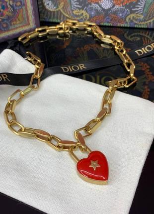 Колье красное сердце