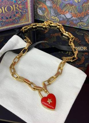 Колье красное сердце