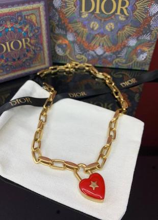 Колье красное сердце