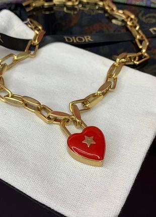 Колье красное сердце