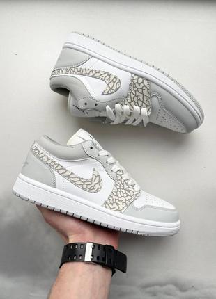 Nike air jordan 1 low premium elephant print брендовые женские серые кроссовки джордан крутая модель жіночі круті сірі кросівки найк