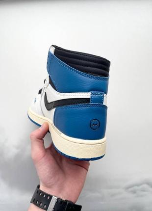 Nike air jordan 1 retro high og x travis scott x fragment брендовые высокие кроссовки найк джордан синие жіночі круті блакитні кросівки6 фото