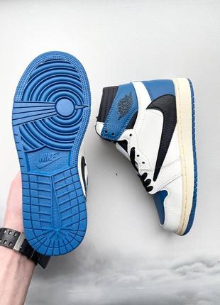 Nike air jordan 1 retro high og x travis scott x fragment брендовые высокие кроссовки найк джордан синие жіночі круті блакитні кросівки7 фото