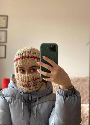 Унікальна балаклава у полоску ручної роботи!