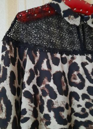 Обалденная блузка в тигровый принт с воротничком3 фото
