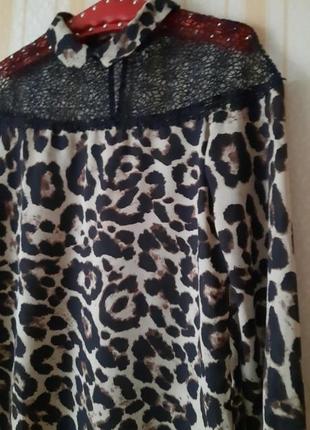 Обалденная блузка в тигровый принт с воротничком6 фото