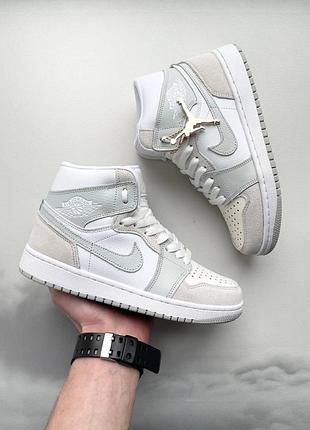 Nike air jordan 1 retro mid ‘paris’ брендовые высокие серые кроссовки найк джордан жіночі круті сірі кросівки