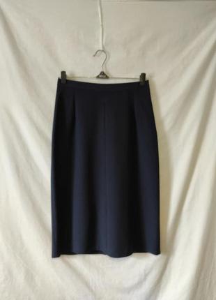 Нова  темно-синя класична юбка спідниця з шліцею міді2 фото