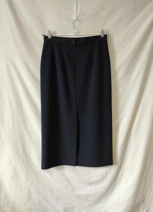 Нова  темно-синя класична юбка спідниця з шліцею міді4 фото