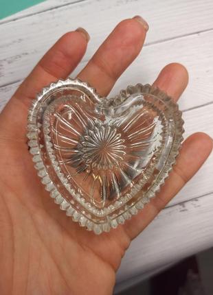 Скляний брелок у формі серця схоже кришталевий, тримач для шкатулки, кристал2 фото